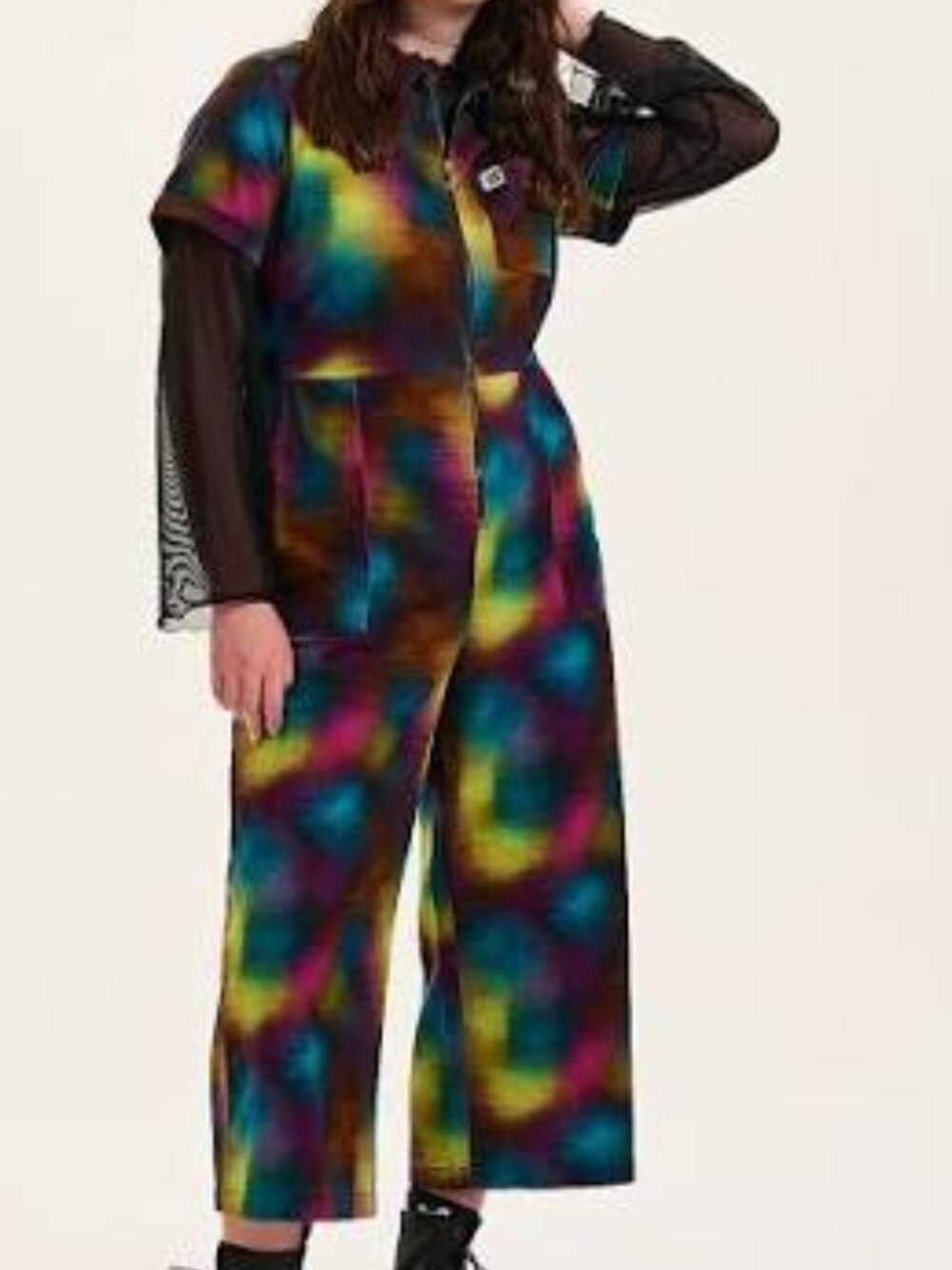 Lucy & Yak Ragan Jumpsuit Boilersuit Digital Glitch Print UK 14 US 10